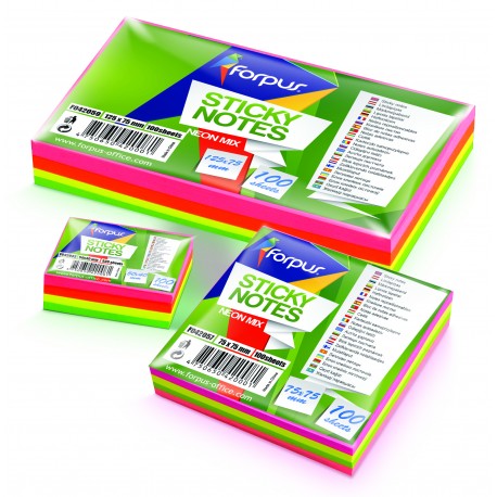 Samoljepivi blok Forpus 50 x 75 mm, neon mix