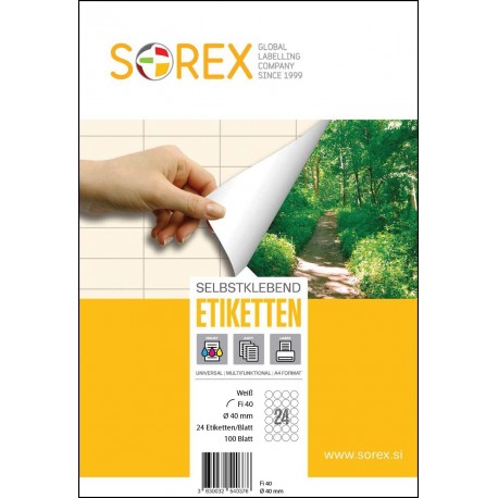 Etikete Sorex okrugle - Ø 40 mm, 100/1