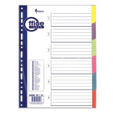 Pregradni karton A4, 1-6