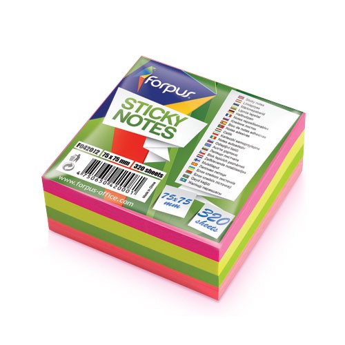 Samoljepiva blok kocka Forpus 75 x 75 mm, neon