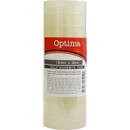 Ljepiva traka Optima, 15 mm x 33 m, prozirna, 10/1