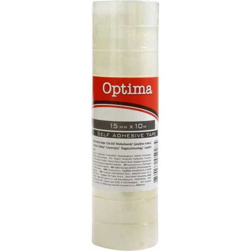 Ljepiva traka Optima, 15 mm x 10 m, prozirna, 10/1