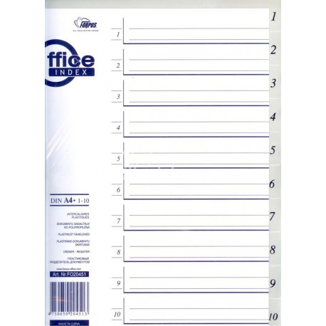 Pregradni registri A4+ PP 1-10,  sivi