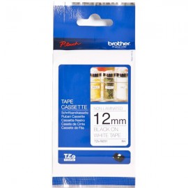 Nelaminirani trak črna na beli 12 mm
