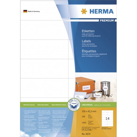Etikete Herma No. 4674 - 105 x 42,3 mm